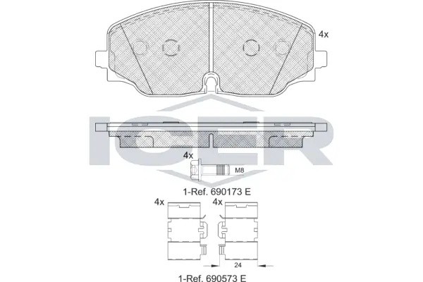 182328 колодки дисковые передние!\ Audi A3, VW Golf V 1.4-2.0TD 03> 182328 ICER
