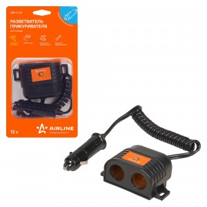 Разветвитель в прикуриватель "AIRLINE" (2 гнезда с витым шнуром) ASP-2-05 AIRLINE