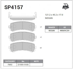 Колодки задние NISSAN PATROL 00-10 SP4157 SP4157 SANGSIN