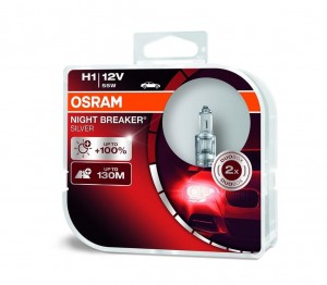 Лампа 12V H1 55W P14.5s +100% бокс (2шт.) Night Breaker Silver OSRAM 64150NBS-HCB OSRAM