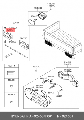 Кронштейн HYUNDAI Porter 2 фонаря заднего левый OE 924604F001 HYUNDAI KIA