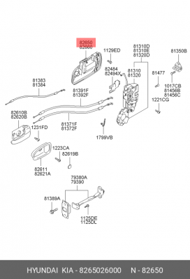Ручка двери HYUNDAI SANTA FE 00- передней левой наружняя (HIGH GRADE) 8265026000 MOBIS