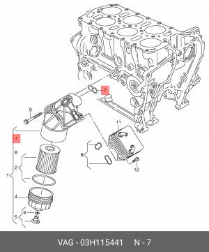 прокладка корпуса масляного фильтра!\ Skoda Superb, VW Passat/Touareg 11> 03H 115 441 VAG