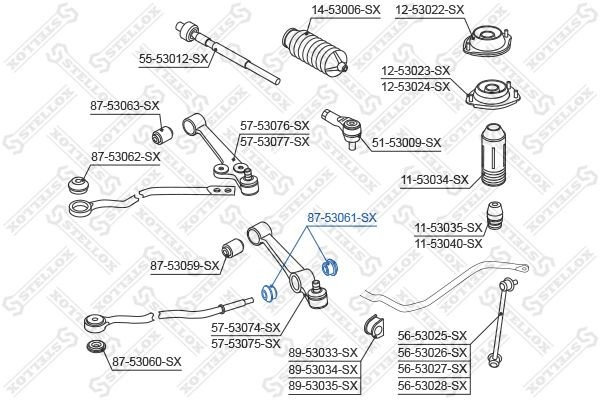 сайлентблок рычага наружн.! VIN: <020708\ KIA Rio 00> 87-53061-SX STELLOX