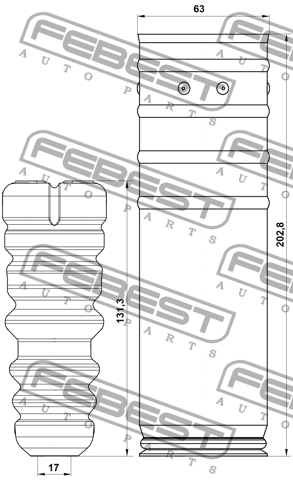 Комплект пылезащитный задний CHEVROLET CRUZE (NB) 2010-2017 CHSHB-T300R-KIT CHSHB-T300R-KIT FEBEST