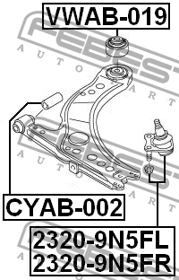 Опора шаровая правая SKODA RAPID 2320-9N5FR 2320-9N5FR FEBEST
