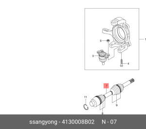 Привод SSANGYONG Rexton (06-) передних колес OE 4130008B02 SSANG YONG