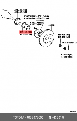 кольцо стопорное подшипника ступицы правое!\ Lexus RX350 3.5D 08-15 90520-79002 TOYOTA