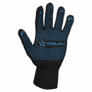 Перчатки трикотажные ПШ с ПВХ покрытием, черные, (1 пара) 7 класс/72г., мод.701  ADWG038 AIRLINE