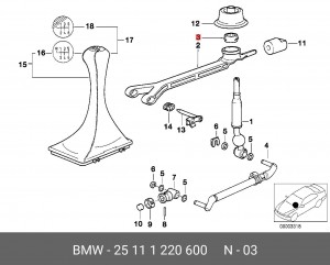 втулка кулисы переключения передач!\ BMW E36/E46/E90 95> 25 11 1 220 600 BMW