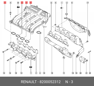 Прокладка впускного коллектора 8200052312 8200052312 RENAULT