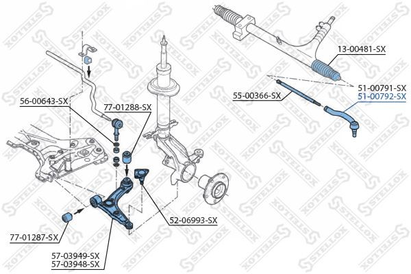 наконечник рулевой правый!\ Peugeot Boxer 2.2HDi 06> 51-00792-SX STELLOX