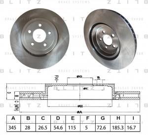 диск тормозной передний!\ Lancia Thema II 3.0 V6 11> BS0588 BLITZ