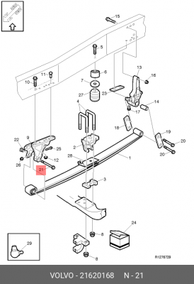болт рессоры !M20x2.5x223 \VOLVO FH12/16 21620168 VOLVO