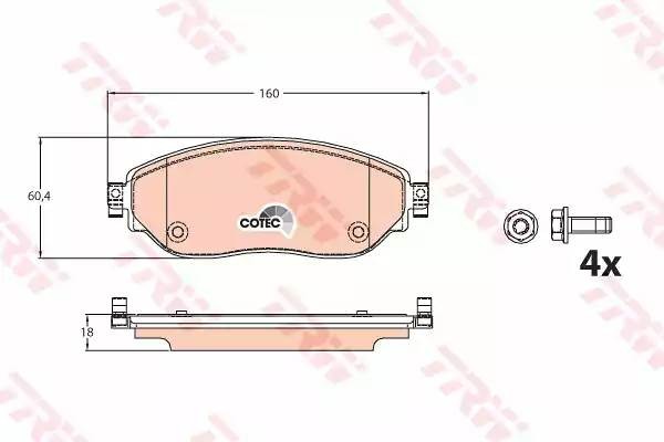 Колодки тормозные OPEL Vivaro передние (4шт.) TRW GDB2096 TRW