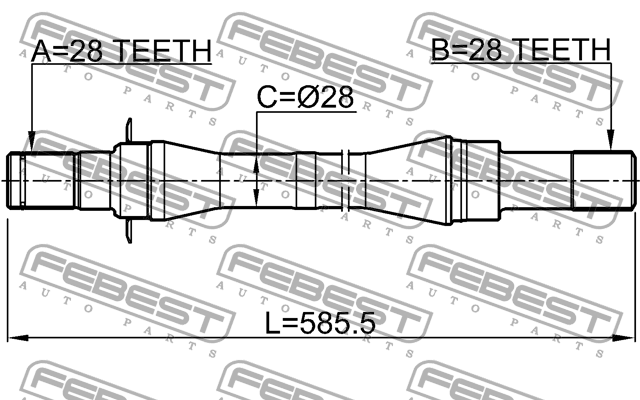 ПОЛУОСЬ ПРАВАЯ 28X585X28 подходит для KIA CARNIVAL (FMC) 2005-2014 2212-CARATRH 2212-CARATRH FEBEST