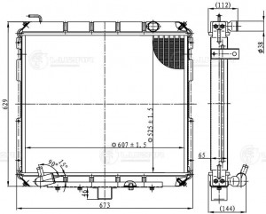 Радиатор ГАЗ-33106 Валдай алюминиевый 2-х рядный дв.CUMMINS ЕВРО-4 с дополнитель LRC03161 LUZAR
