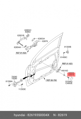 Колпачок-внутр. ручка передн. двери, лев 826193S0004X HYUNDAI KIA