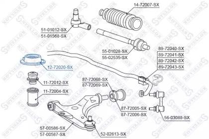 опора амортизатора переднего!\ Mitsubishi Carisma/Space Star all 95> 12-72020-SX STELLOX