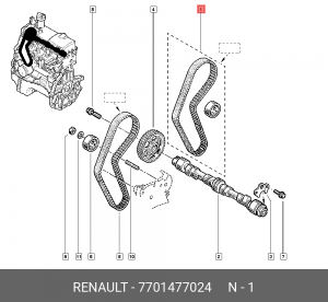 Ремкомплект ГРМ RENAULT Logan/Clio-2/Megane 8кл. RENAULT 7701 477 024 7701477024 RENAULT