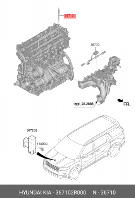 Свеча накаливания HYUNDAI Santa Fe (21-) KIA Sorento (21-) OE 367102R000 HYUNDAI KIA