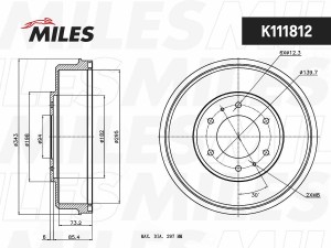Барабан тормозной MITSUBISHI L200 05- K111812 K111812 MILES