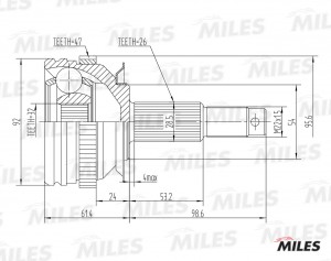 ШРУС наружный CHRYSLER VOYAGER 95-01 (с ABS) (GSP 809029) GA20534 GA20534 MILES