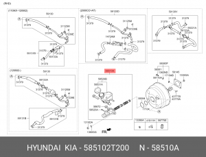 Цилиндр тормозной главный KIA Optima (10-) (2.0/2.4) (АБС,ESC) OE 585102T200 HYUNDAI KIA
