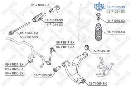 опора амортизатора переднего!\ Mazda323 1.4-2.0/2.0D/TD 98> 4 disc 12-71022-SX STELLOX