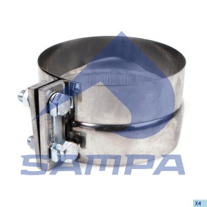Хомут глушителя VOLVO DAF ленточный со ступенькой (127х132х70мм) SAMPA 030.445 SAMPA