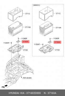 Кронштейн поддона аккумулятора 37160-2D000 371602D000 HYUNDAI KIA