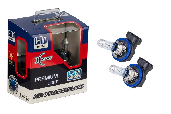 Лампа 12V H11 55W PGJ19-2 +100% 3600К бокс (2шт.) Premium XENITE 1007118 XENITE