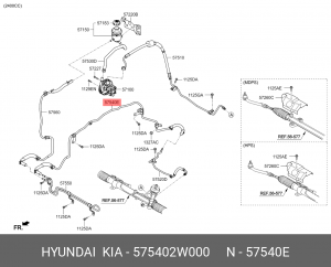 Трубка HYUNDAI рулевого управления OE 575402W000 HYUNDAI KIA