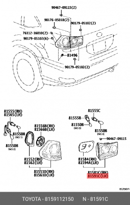 ФОНАРЬ ЗАДНИЙ 81591-12150 81591-12150 TOYOTA