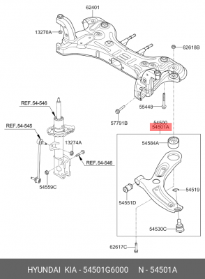 Рычаг подвески KIA Picanto (17-) передний нижний правый OE 54501G6000 HYUNDAI KIA