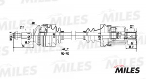 Привод в сборе правый RENAULT MEGANE 1.4-2.0 96- (ABS) (GKN 304337) GC02115 GC02115 MILES