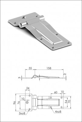 '153-01-01-027 1530101027 Петля боковой двери, оцинков. 158x70 NEVPA 1530101027 NEVPA