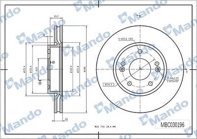 KIA SPORTAGE (2010>)/ HYUNDAI IX35 (2010>) 300 мм MBC030197 MANDO