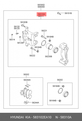 Суппорт HYUNDAI Tucson (04-) задний левый OE 583102EA10 HYUNDAI KIA
