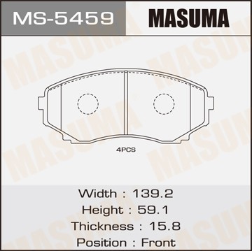 колодки дисковые передние!\ Mazda MPV 2.0/2.3/2.5 V6 99> MS5459 MASUMA