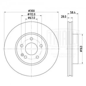 Диск торм. для а м Mercedes Vito Viano (W639) (03-) V-Class (W447) (14-) перед.  DF 155106 TRIALLI