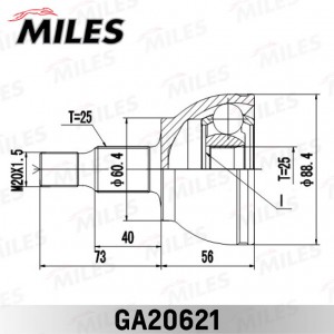 ШРУС MB A W169/B W245 18CDI-2.0T 04-12 нар. GA20621 GA20621 MILES