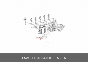 Болт-штуцер M16х1.5 FAW трубок топливных на ТНВД OE 1104084-81D FAW
