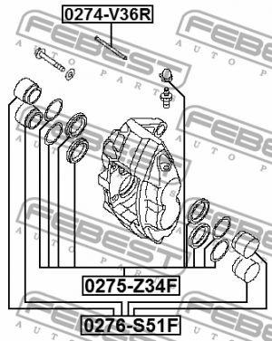 Поршень суппорта переднего NISSAN G35/37/25 SEDAN V36 2006-2015 0276-S51F 0276-S51F FEBEST