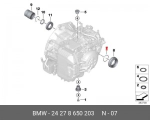 Кольцо круглого сечения 24278627907 24 27 8 650 203 BMW