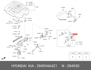 Прокладка HYUNDAI Porter 2 клапана рециркуляции картерных газов (EGR) OE 284934A421 HYUNDAI KIA