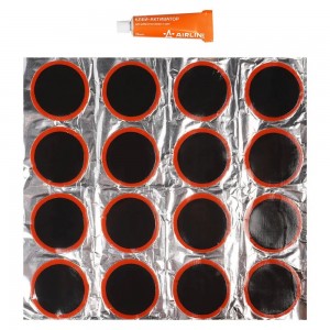Ремкомплект для камер, заплатки круглые D50 мм - 16 шт., клей-активатор 12мл (AT ATRS104 AIRLINE