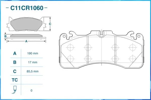 Тормозные колодки передние Low Metallic C11CR1060 C11CR1060 CWORKS