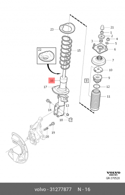Амортизатор VOLVO XC90 (06-) передний OE 31277877 VOLVO