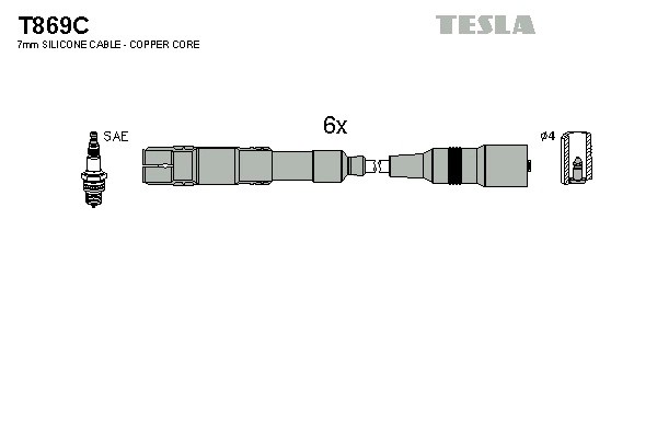к-кт проводов!\ Audi 80/100/A4/A6 2.6/2.8i 90-00 T869C TESLA